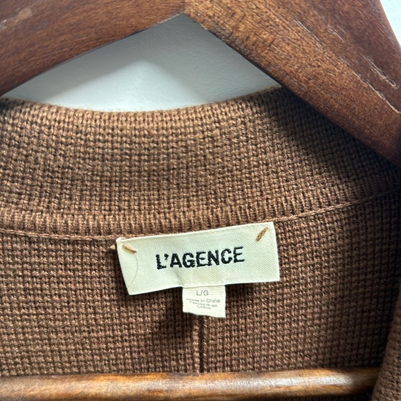 L’Agence Lacey Knit Blazer Hemmed Sleeves Removed Shoulder Pads Acorn Brown Lg - Picture 3 of 10